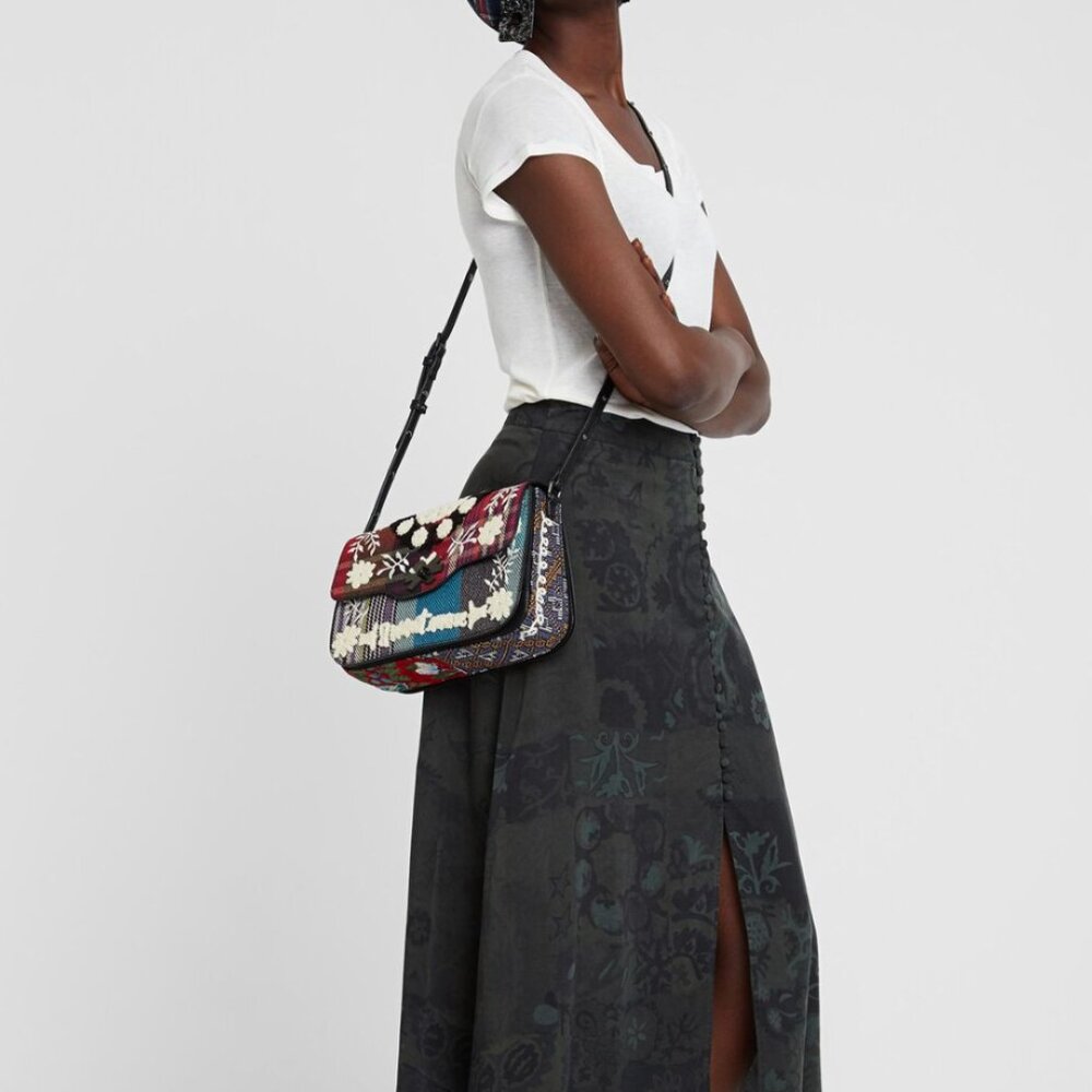 Desigual Multicolor Patchwork Textured Tartan Emb… - image 1